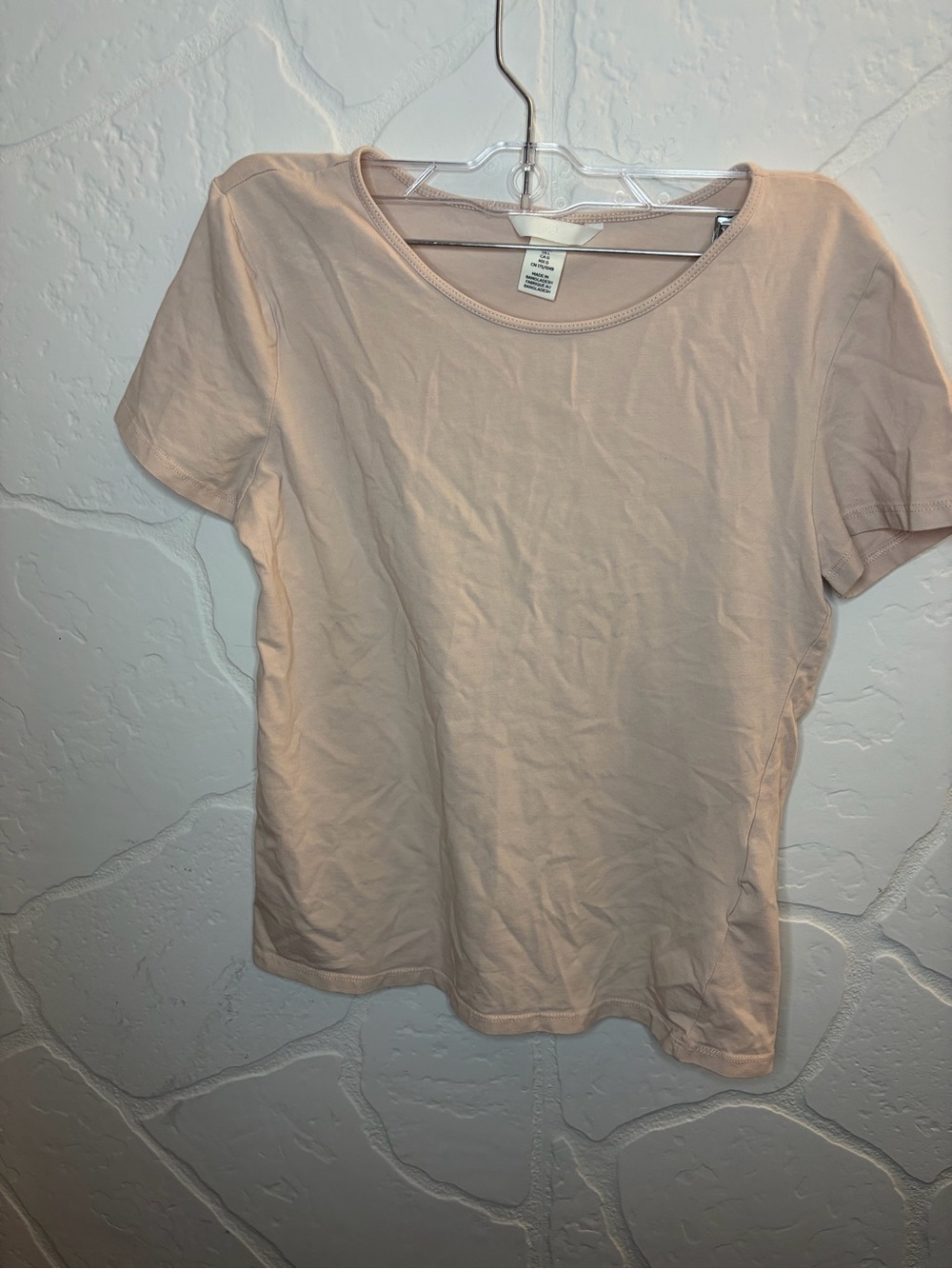H&M Basic Short Sleeve Scoop Neck Top Blush Pink Size L